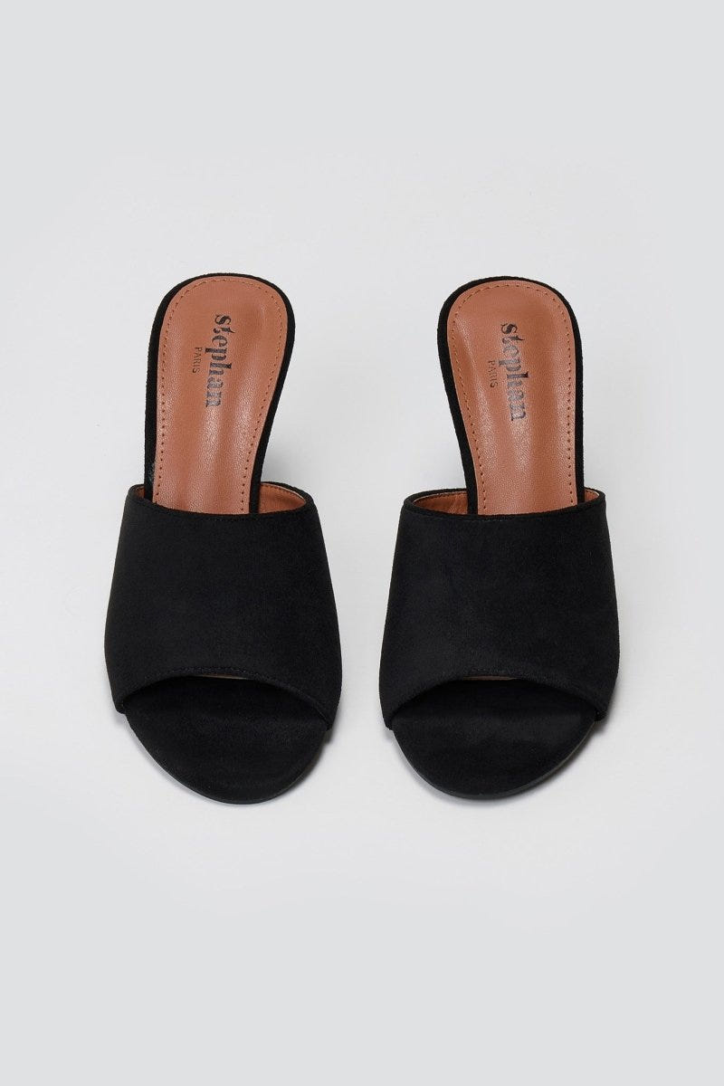 Suede Stiletto Mules - Black Suede - thefashionproject.gr - Stephan
