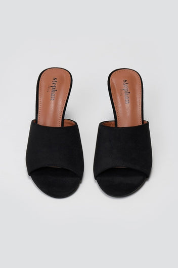 Suede Stiletto Mules - Black Suede - thefashionproject.gr - Stephan