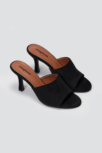Suede Stiletto Mules - Black Suede - thefashionproject.gr - Stephan