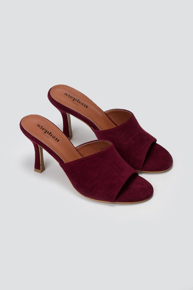 Stephan - Suede Stiletto Mules - Burgundy Suede
