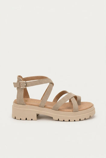 RAGAZZA - Suede Toe Ring Sandals - Beige Suede