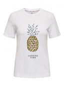 T-shirt με ανανά ONLY 15346726 - Λευκό - thefashionproject.gr - ONLY