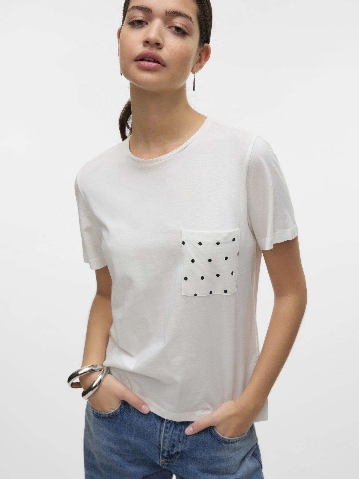 T-shirt με τσεπάκι Vero Moda 10322565 - Λευκό - thefashionproject.gr - VERO MODA