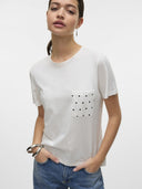 T-shirt με τσεπάκι Vero Moda 10322565 - Λευκό - thefashionproject.gr - VERO MODA