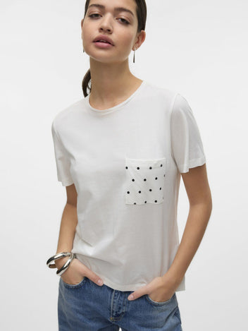 T-shirt με τσεπάκι Vero Moda 10322565 - Λευκό - thefashionproject.gr - VERO MODA