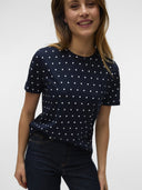 T-shirt πουά Vero Moda 10322565 - Μπλε σκούρο - thefashionproject.gr - VERO MODA