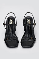 Xti Footwear - T Strap Block Heel Sandals - Black Matte