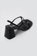 Xti Footwear - T Strap Block Heel Sandals - Black Matte