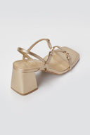 Xti Footwear - T Strap Block Heel Sandals - Gold