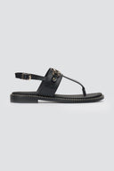 RAGAZZA - T - Strap Leather Sandals - Black Matte
