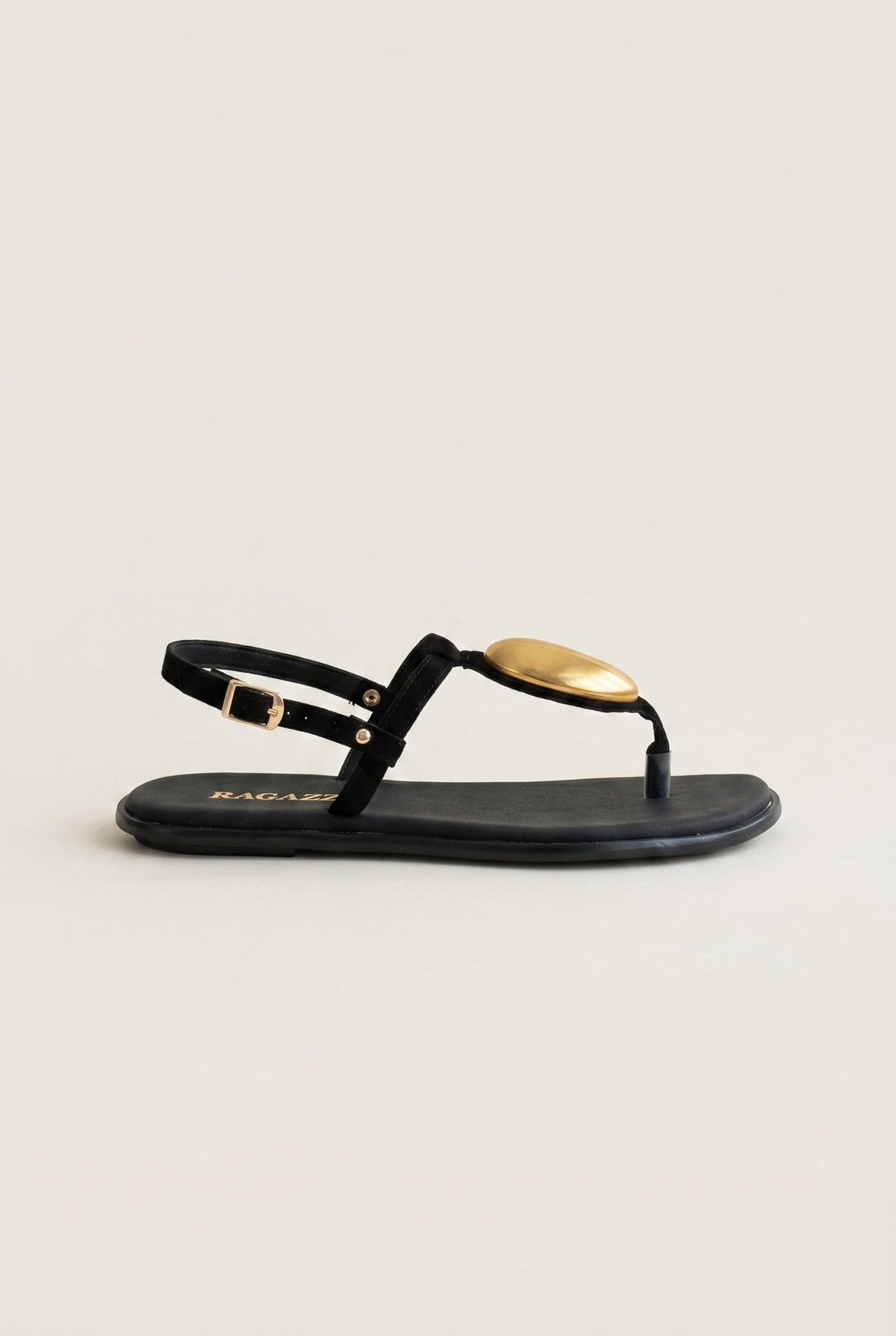 RAGAZZA - T - Strap Sandals - Black Suede