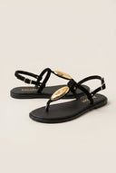 RAGAZZA - T - Strap Sandals - Black Suede