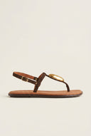RAGAZZA - T - Strap Sandals - Brown Suede