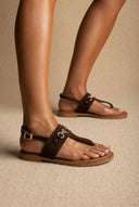RAGAZZA - T - Strap Sandals - Brown Suede