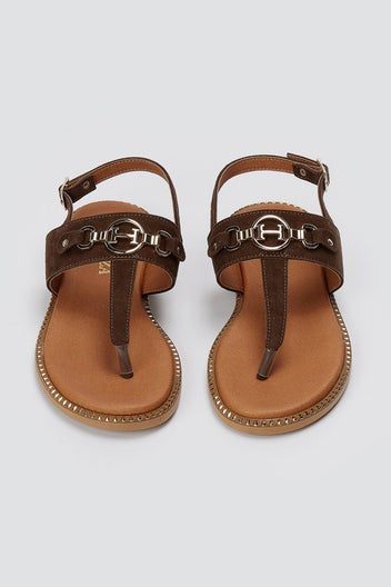 RAGAZZA - T - Strap Sandals - Brown Suede