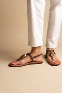 RAGAZZA - T - Strap Sandals - Brown Suede