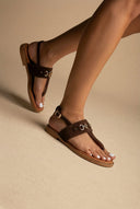 RAGAZZA - T - Strap Sandals - Brown Suede
