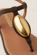 RAGAZZA - T - Strap Sandals - Brown Suede