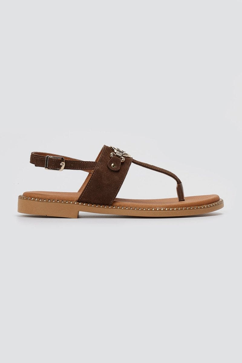 RAGAZZA - T - Strap Sandals - Brown Suede