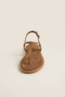 TFP - T Strap Sandals Buckle Closure - Beige Suede