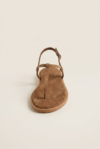 TFP - T Strap Sandals Buckle Closure - Beige Suede