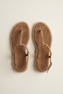 TFP - T Strap Sandals Buckle Closure - Beige Suede