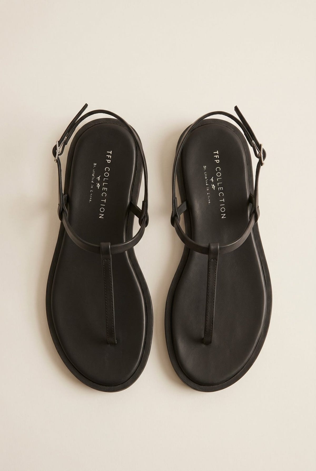 TFP - T Strap Sandals Buckle Closure - Black Matte