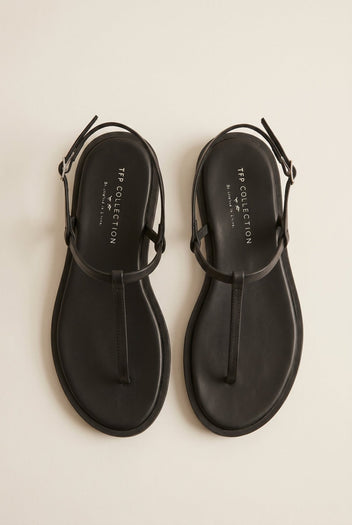 TFP - T Strap Sandals Buckle Closure - Black Matte