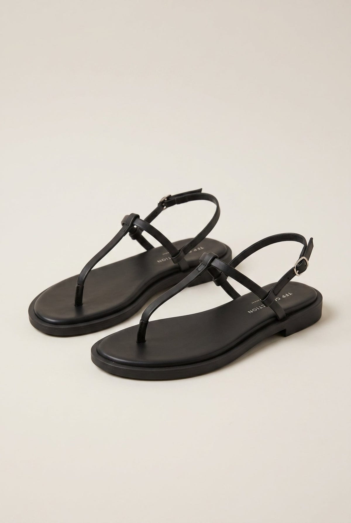 TFP - T Strap Sandals Buckle Closure - Black Matte