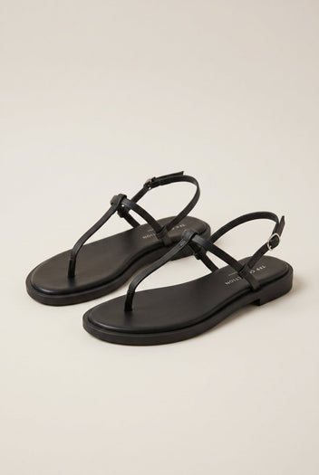 TFP - T Strap Sandals Buckle Closure - Black Matte