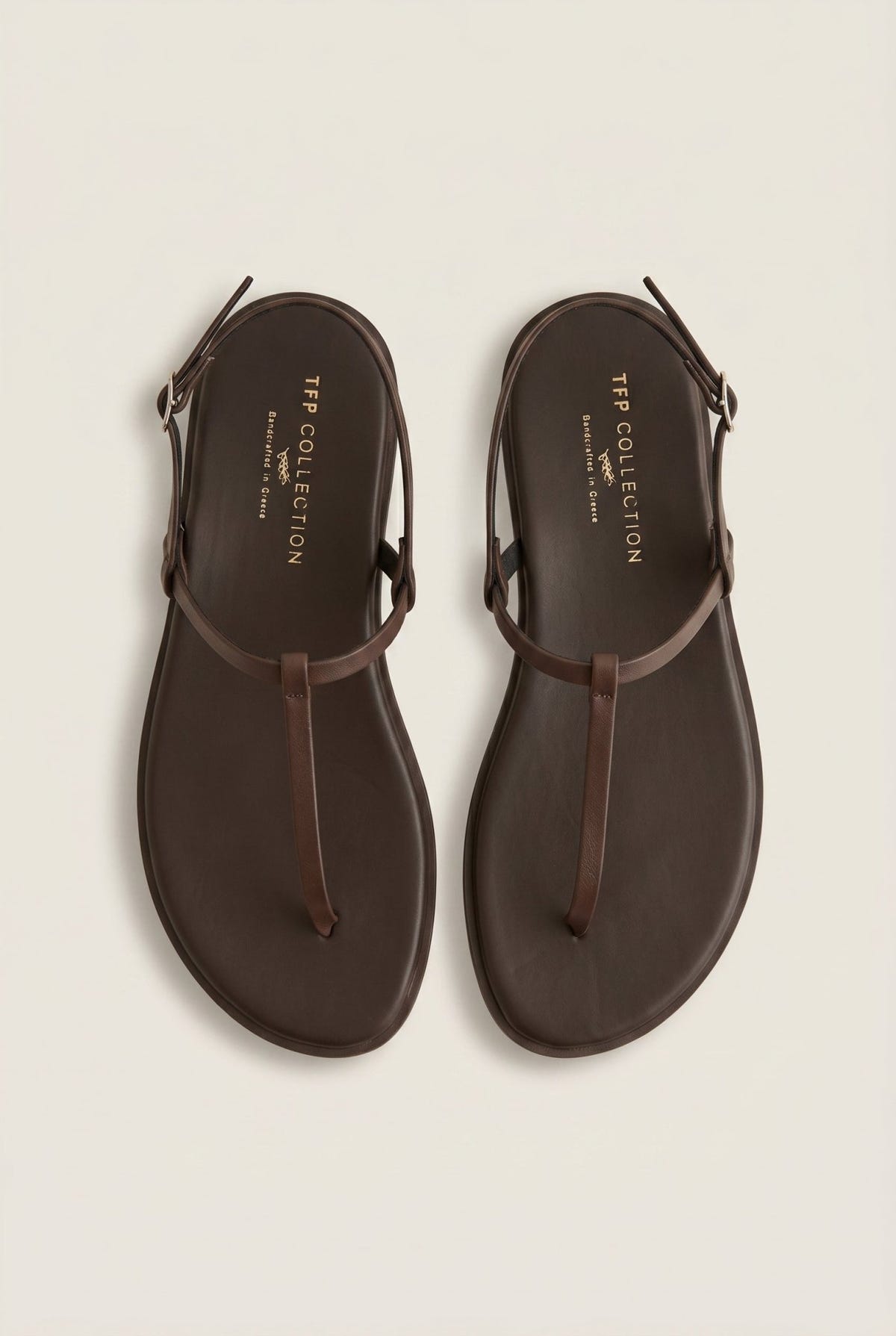 TFP - T Strap Sandals Buckle Closure - Brown Matte