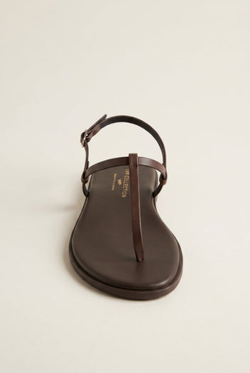 TFP - T Strap Sandals Buckle Closure - Brown Matte