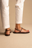 TFP - T Strap Sandals Buckle Closure - Brown Matte
