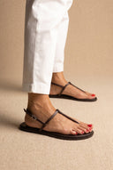 TFP - T Strap Sandals Buckle Closure - Brown Matte