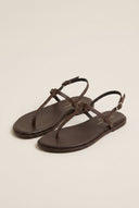 TFP - T Strap Sandals Buckle Closure - Brown Matte