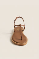 TFP - T Strap Sandals Buckle Closure - Brown Matte