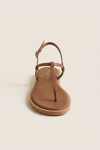 TFP - T Strap Sandals Buckle Closure - Brown Matte