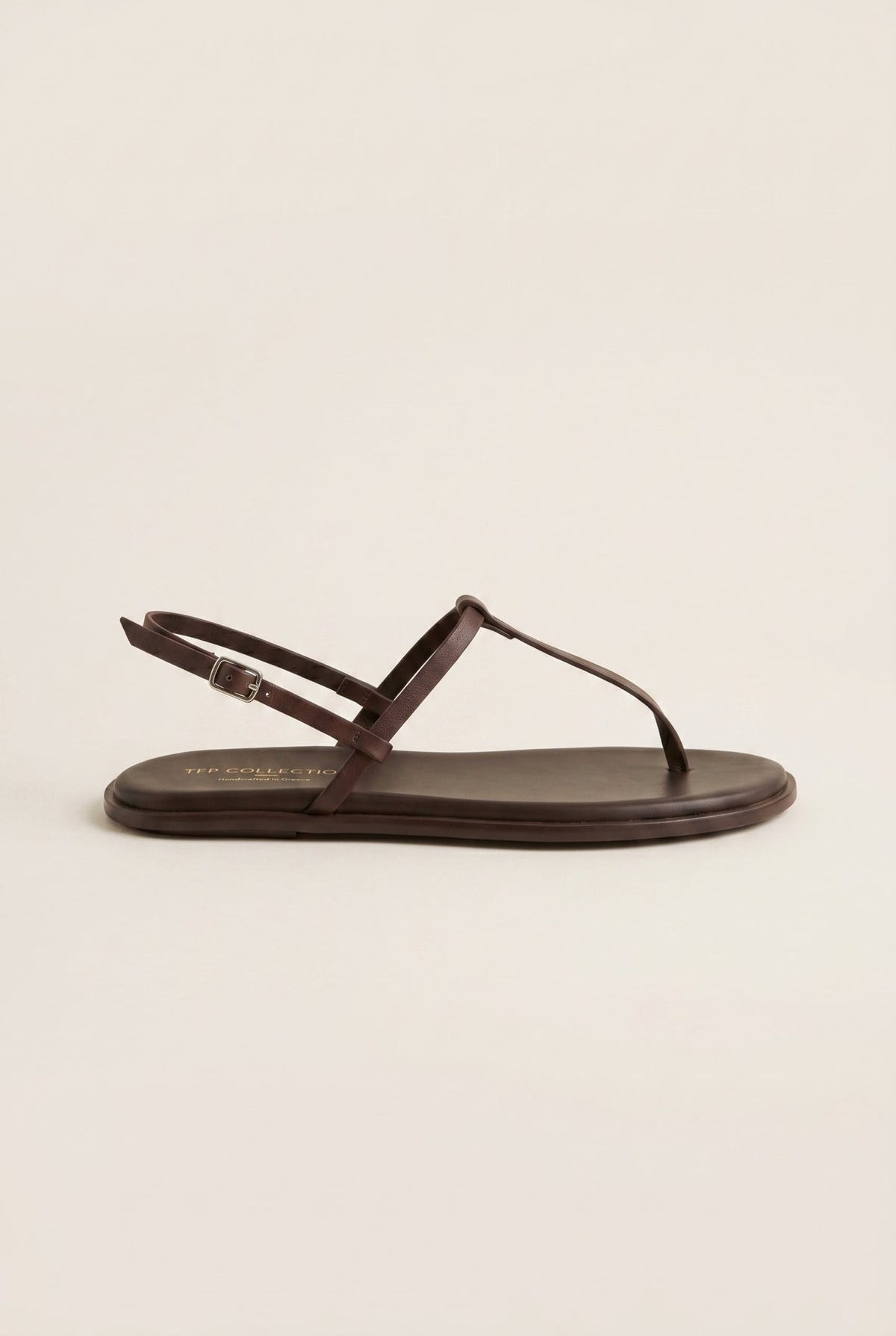 TFP - T Strap Sandals Buckle Closure - Brown Matte