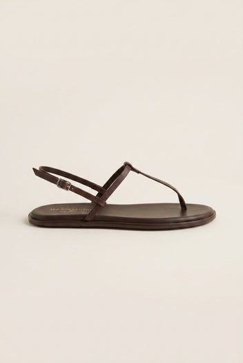 TFP - T Strap Sandals Buckle Closure - Brown Matte