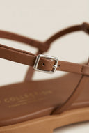 TFP - T Strap Sandals Buckle Closure - Brown Matte