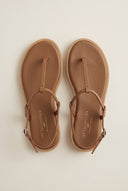 TFP - T Strap Sandals Buckle Closure - Brown Matte