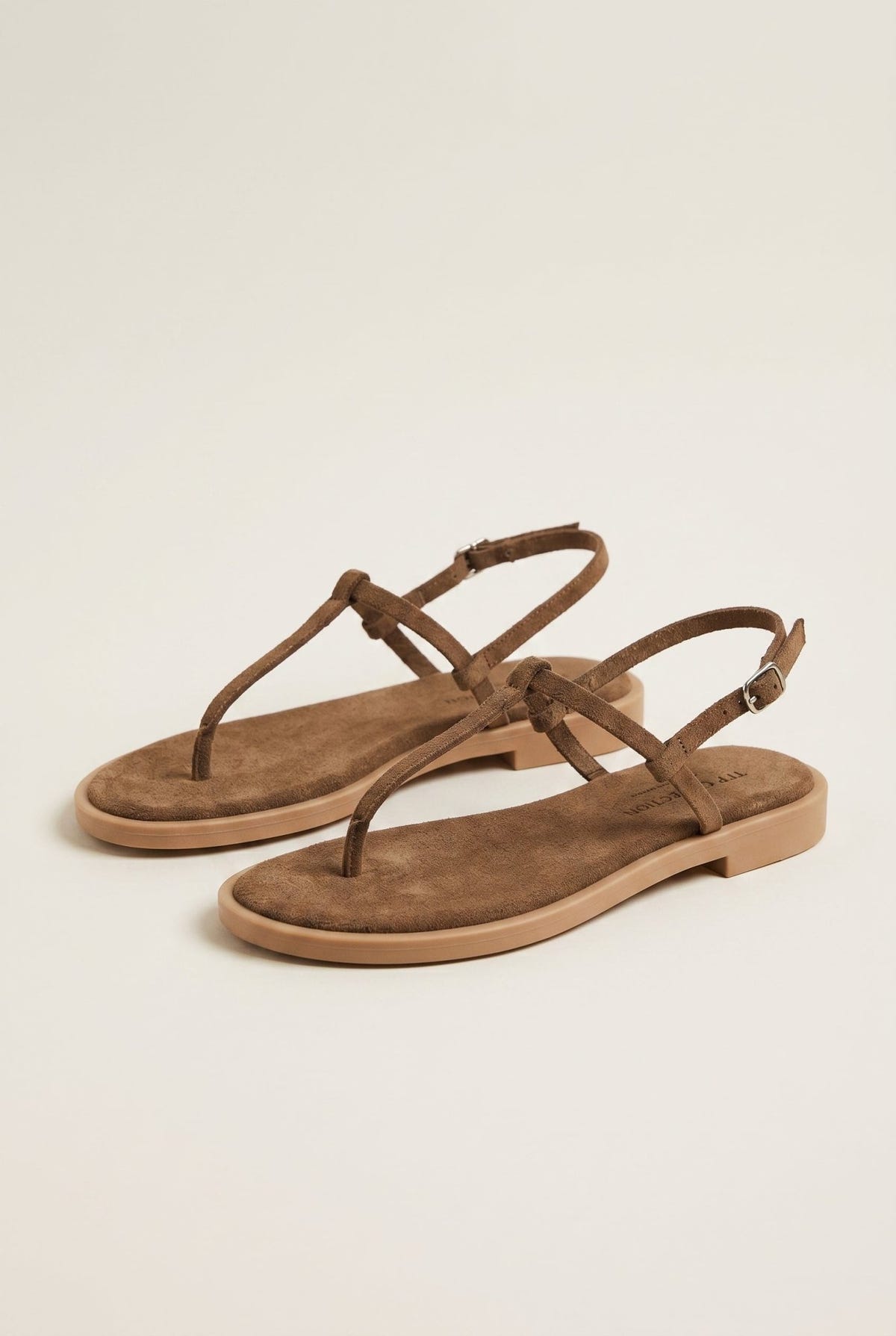 TFP - T Strap Sandals Buckle Closure - Khaki Green Suede
