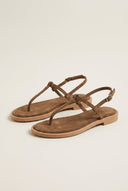 TFP - T Strap Sandals Buckle Closure - Khaki Green Suede