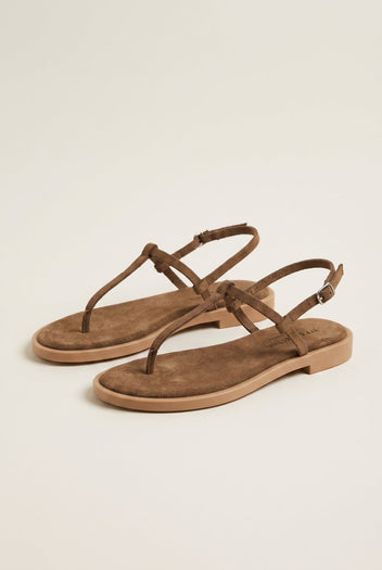 TFP - T Strap Sandals Buckle Closure - Khaki Green Suede