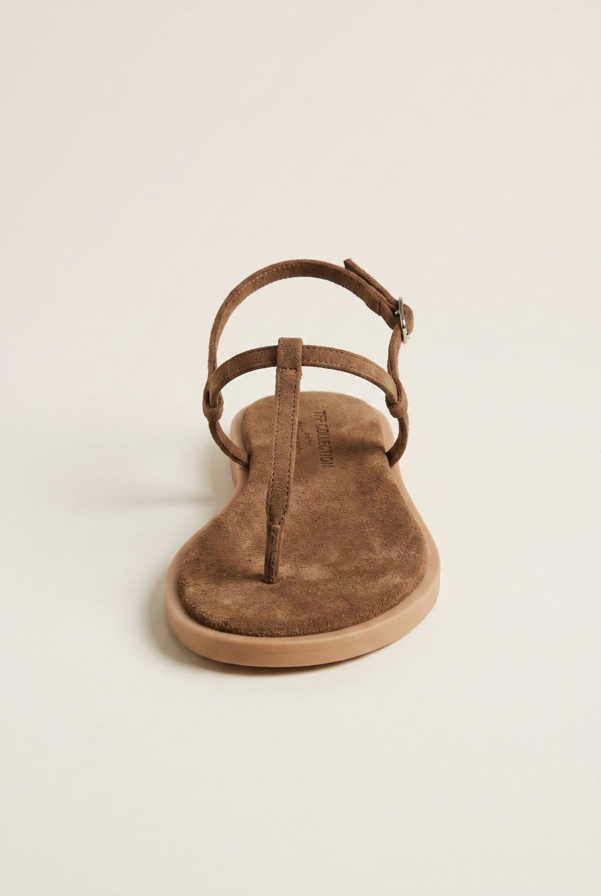 TFP - T Strap Sandals Buckle Closure - Khaki Green Suede