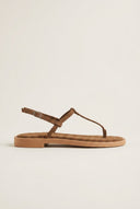 TFP - T Strap Sandals Buckle Closure - Khaki Green Suede