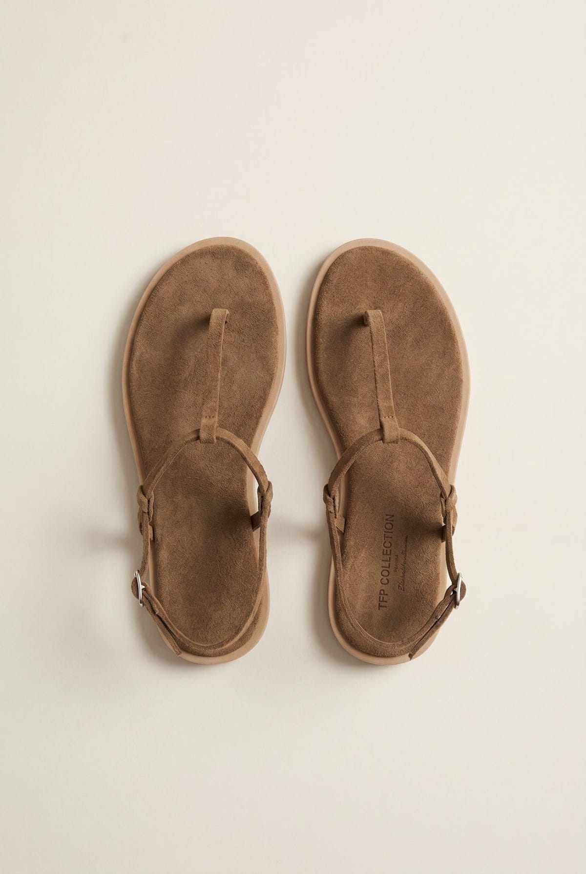 TFP - T Strap Sandals Buckle Closure - Khaki Green Suede