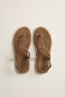 TFP - T Strap Sandals Buckle Closure - Khaki Green Suede