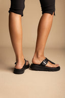 TFP - T Strap Sandals Buckle Detail - Black Matte