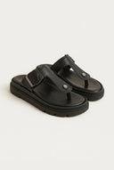 TFP - T Strap Sandals Buckle Detail - Black Matte